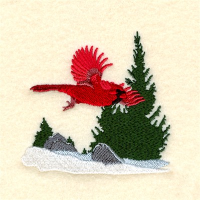 Cardinal In Flight Machine Embroidery Design