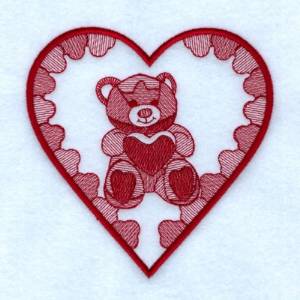 Picture of Heart Bear Toile Machine Embroidery Design