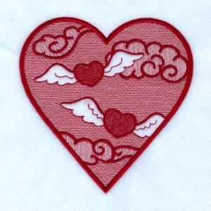 Picture of Winged Hearts Toile Machine Embroidery Design