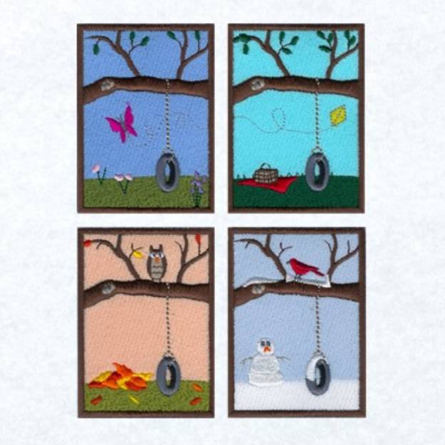 Picture of Tire Swing Seasons Machine Embroidery Design