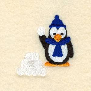 Picture of Snowball Penguin Machine Embroidery Design