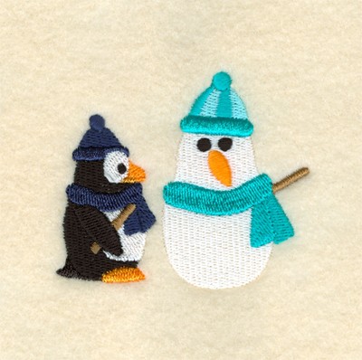 Penguin & Snowman Machine Embroidery Design