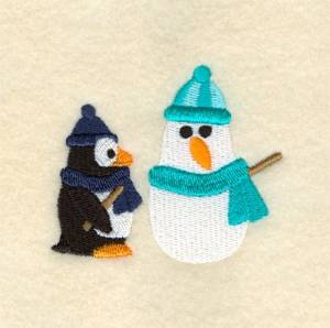 Picture of Penguin & Snowman Machine Embroidery Design