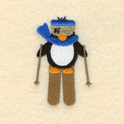 Skiing Penguin Machine Embroidery Design