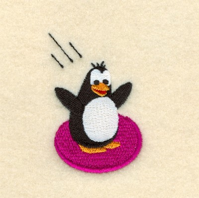 Sledding Penguin Machine Embroidery Design