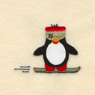 Snowboarding Penguin Machine Embroidery Design