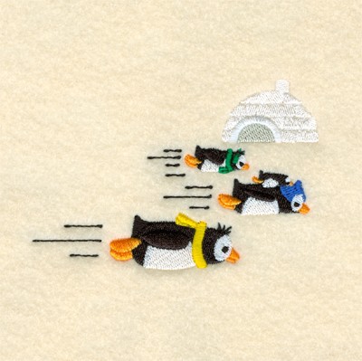 Gliding Penguins Machine Embroidery Design