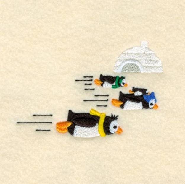 Picture of Gliding Penguins Machine Embroidery Design