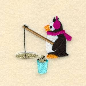 Picture of Ice Fishing Penguin Machine Embroidery Design