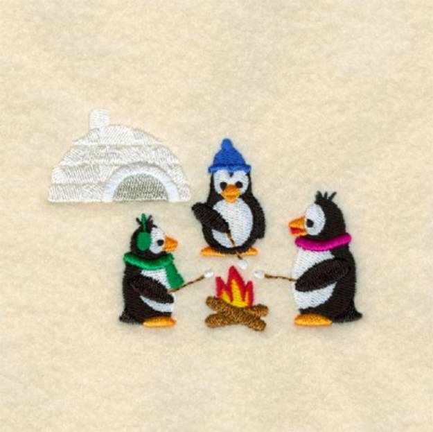 Picture of Fireside Penguins Machine Embroidery Design