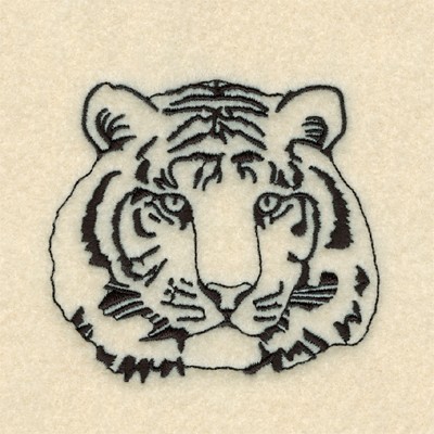 Tiger Face Outline Machine Embroidery Design