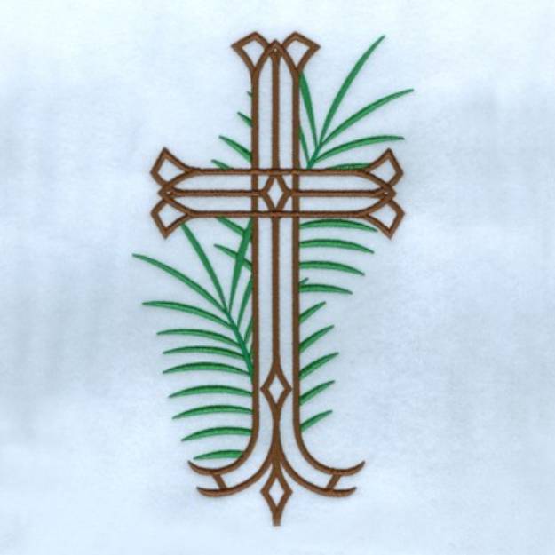 Picture of Cross With Palms Machine Embroidery Design
