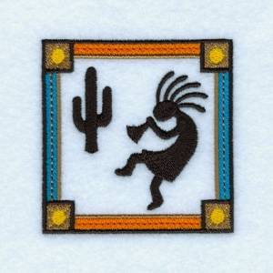 Picture of Kokopelli and Cactus Machine Embroidery Design