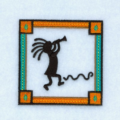 Kokopelli and Snake Machine Embroidery Design