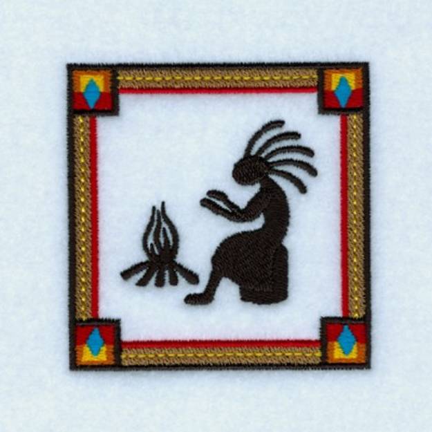 Picture of Kokopelli at Campfire Machine Embroidery Design