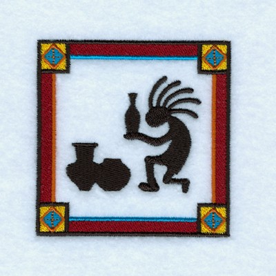 Kokopelli with Pottery Machine Embroidery Design