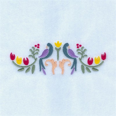 Folk Birds Machine Embroidery Design