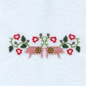 Picture of Folk Art Pigs Machine Embroidery Design