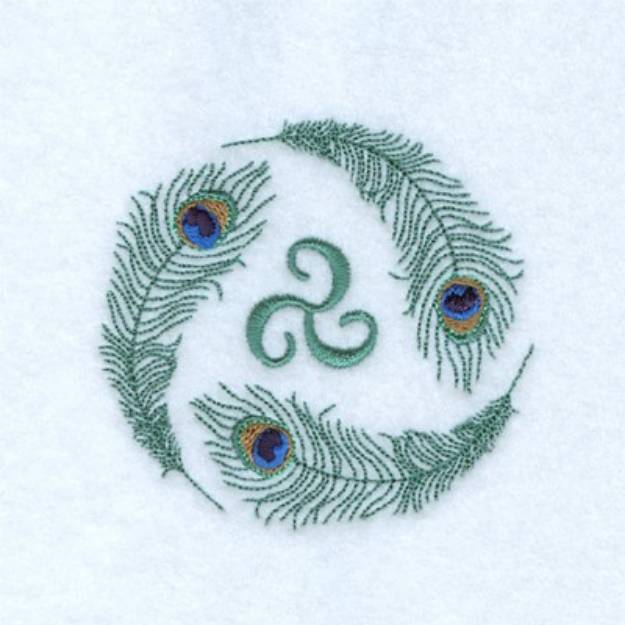 Peacock Feather Circle Machine Embroidery Design