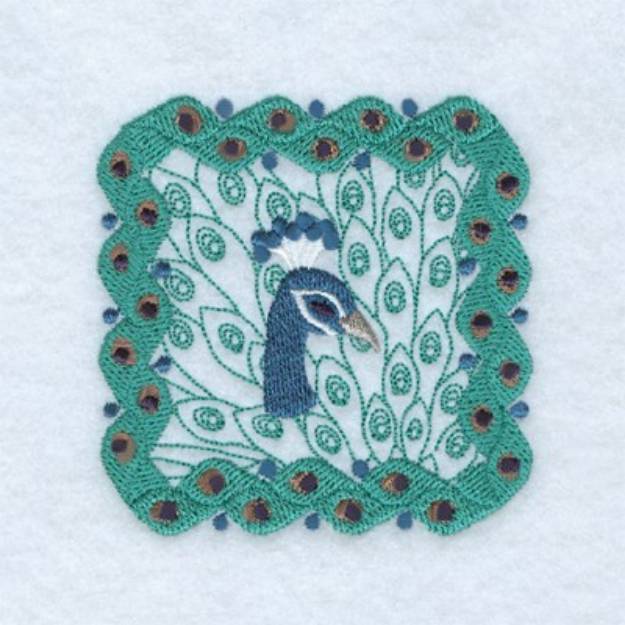 Picture of Peacock Feather Frame Machine Embroidery Design