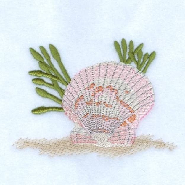 Picture of Calico Scallop Seashell Machine Embroidery Design