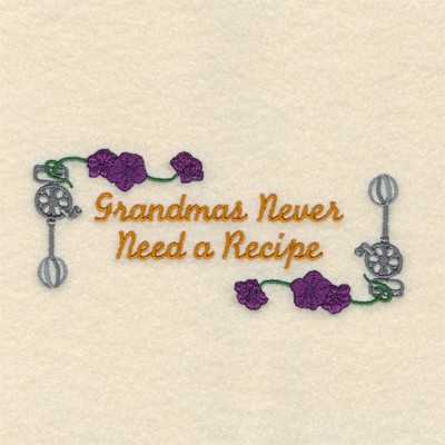 Grandmas Recipe Machine Embroidery Design