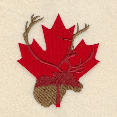 Maple Leaf & Caribou Machine Embroidery Design