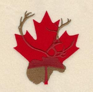 Picture of Maple Leaf & Caribou Machine Embroidery Design