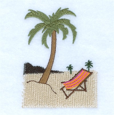 Beach Chair and Palm Machine Embroidery Design