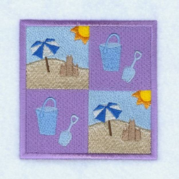 Picture of Sand Castle Square Machine Embroidery Design