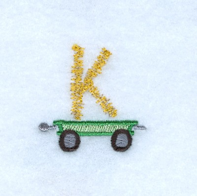 Tractor Alphabet K Machine Embroidery Design