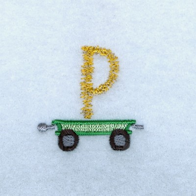 Tractor Alphabet P Machine Embroidery Design