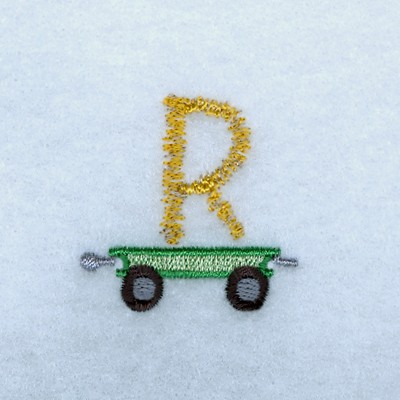 Tractor Alphabet R Machine Embroidery Design