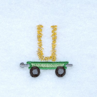 Tractor Alphabet U Machine Embroidery Design