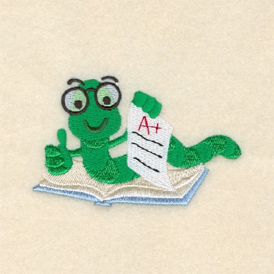 A+ Bookworm Machine Embroidery Design