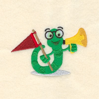 Cheering Bookworm Machine Embroidery Design