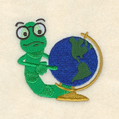 Geography Bookworm Machine Embroidery Design