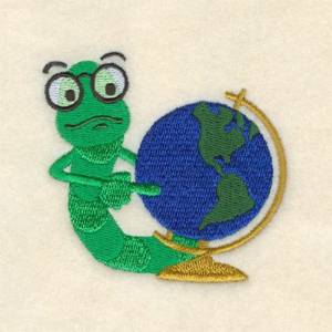 Picture of Geography Bookworm Machine Embroidery Design