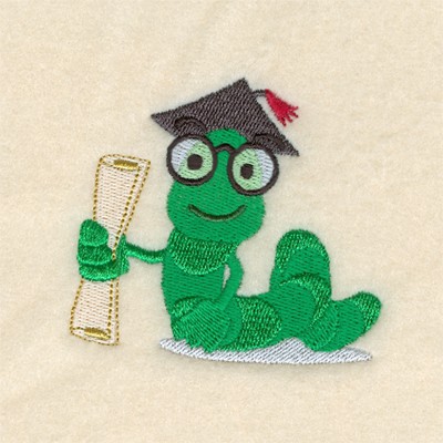 Graduation Bookworm Machine Embroidery Design