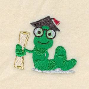 Picture of Graduation Bookworm Machine Embroidery Design