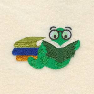 Picture of Reading Bookworm Machine Embroidery Design