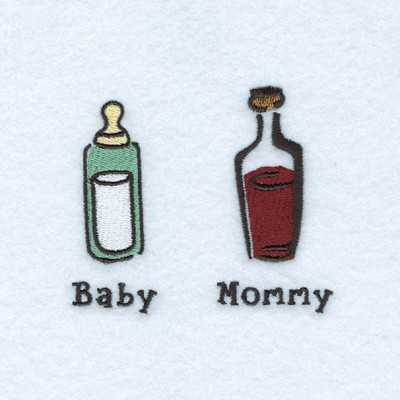 Baby & Mommy Bottle Machine Embroidery Design