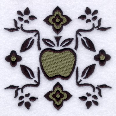 Apple Nouveau Machine Embroidery Design