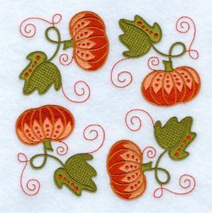 Picture of Jacobean Pumpkins Machine Embroidery Design