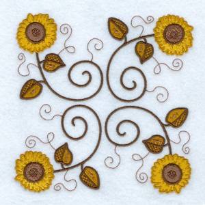Picture of Jacobean Sunflowers Machine Embroidery Design