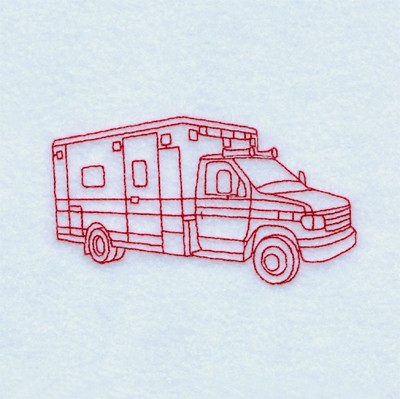 Redwork Ambulance Machine Embroidery Design