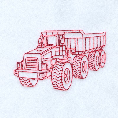 Redwork Dump Truck Machine Embroidery Design