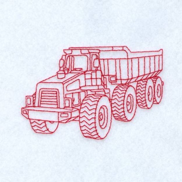 Picture of Redwork Dump Truck Machine Embroidery Design