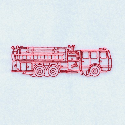 Redwork Firetruck Machine Embroidery Design