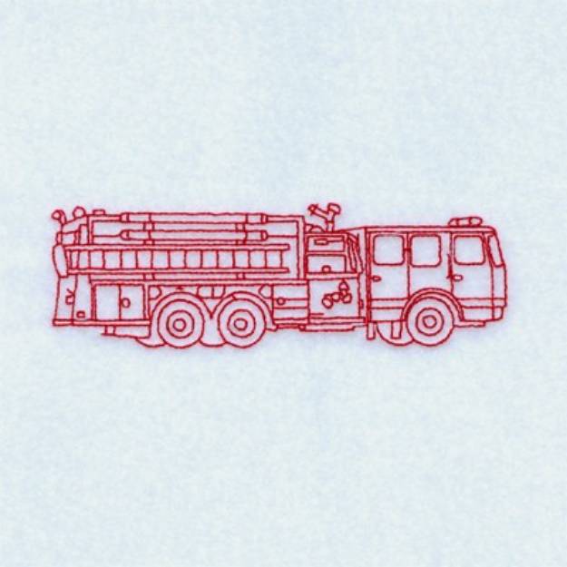 Picture of Redwork Firetruck Machine Embroidery Design